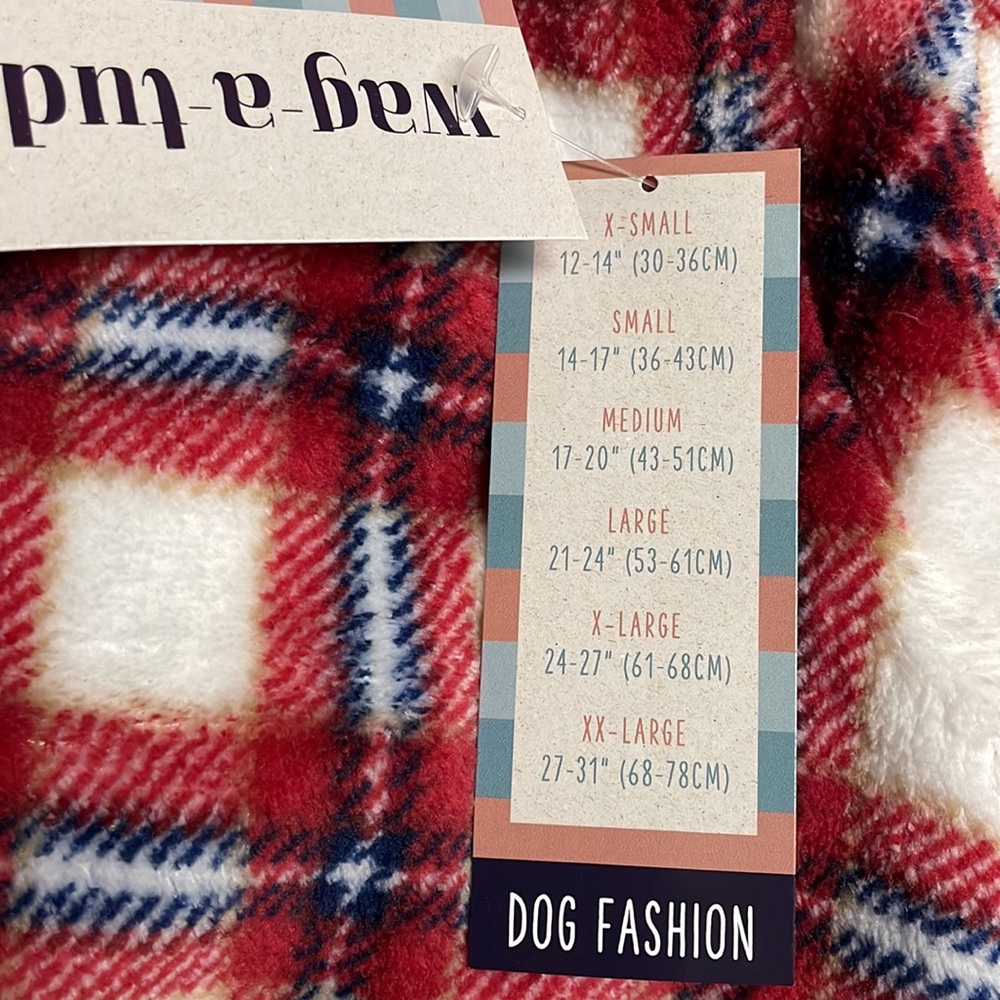 WAGATUDE Flannel Red Plaid Hooded Pom Dog Pajama - Picture 4 of 6